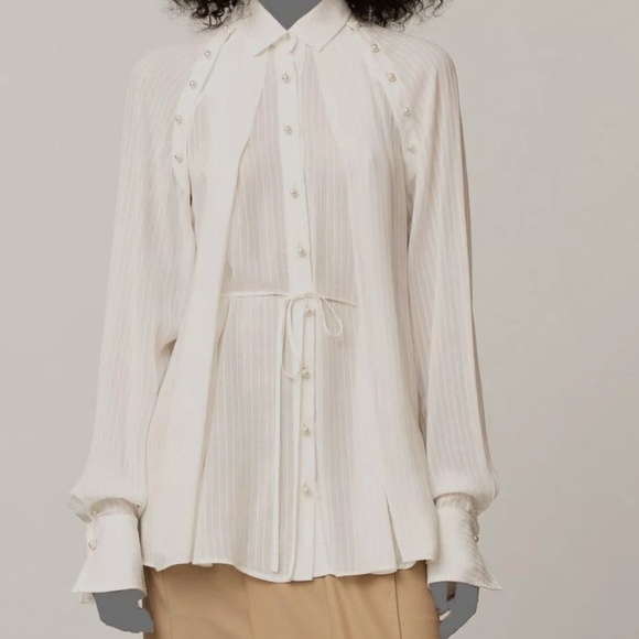 Palmer//Harding Tops - $789 Palmer//Harding Womens Ivory tenderness Detachable Button-Up Shirt top